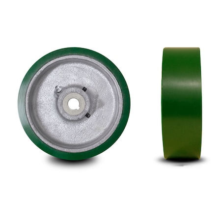 Service Caster 5" x 1.5" Poly Tread on Cast Iron Keyed Drive Wheel - 18mm Bore - SCC-EZPUS515-18MM-KW-2SS